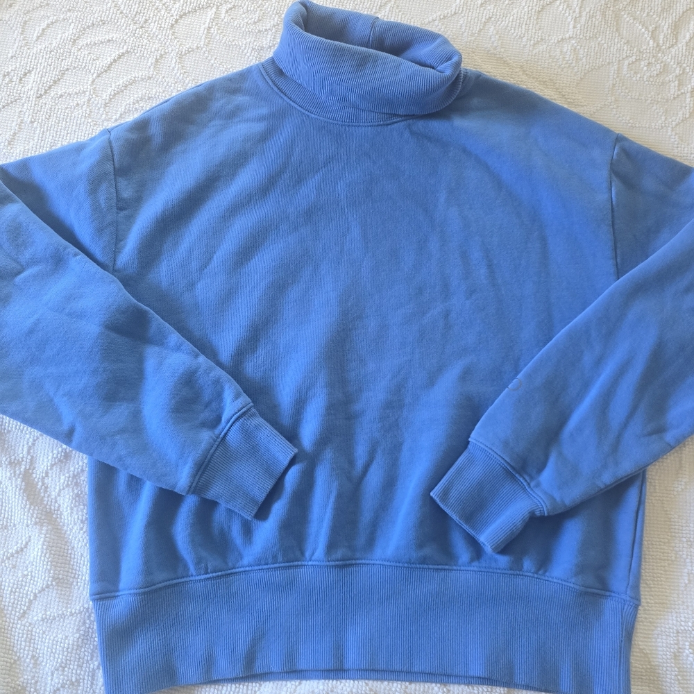 🌟7/25$ CALIA Women's Everyday Fleece Oversized Turtleneck In Capri Blue - Picture 2 of 6